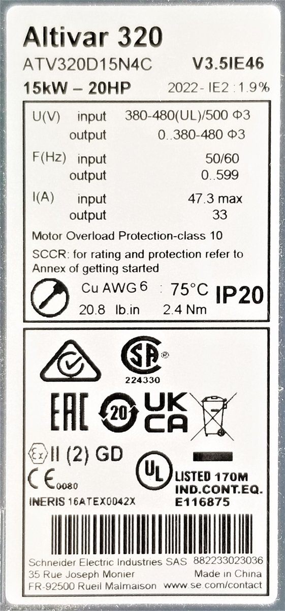 Серводвигатель Schneider Electric Altivar 320 ATV320D15N4C